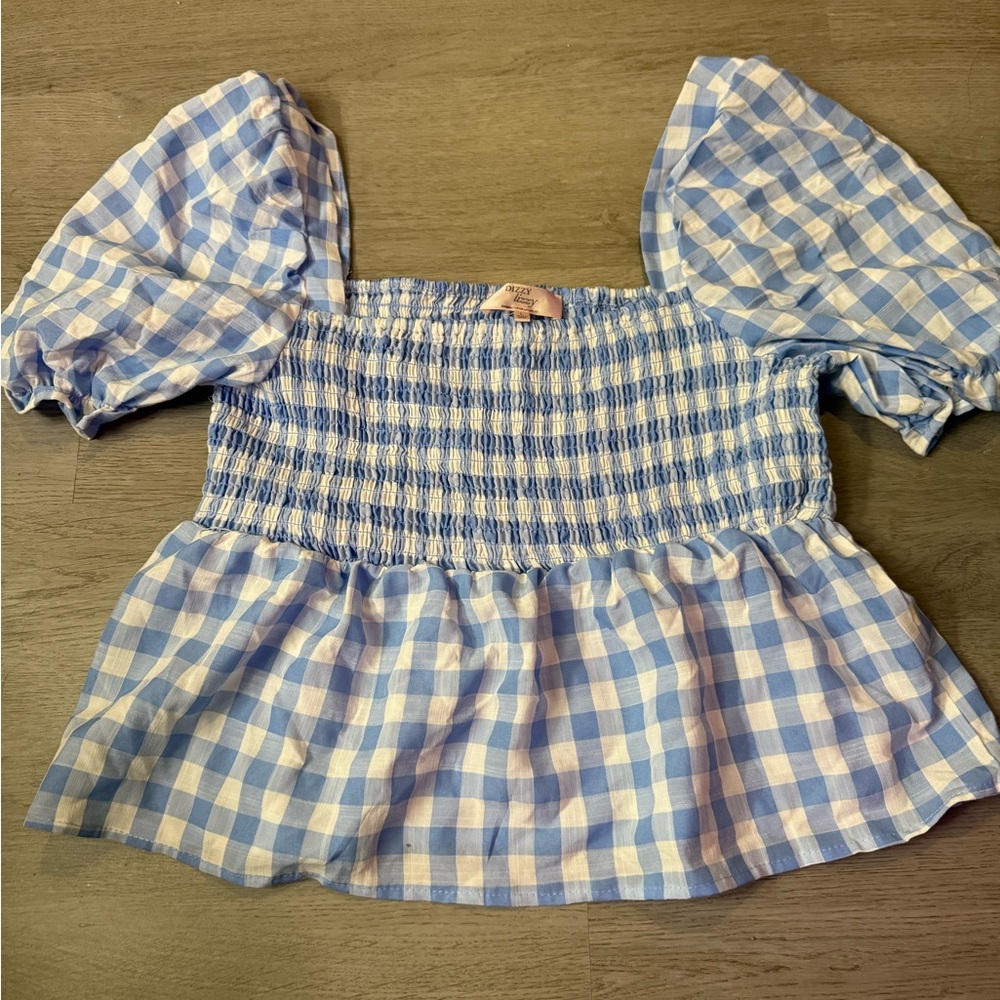 Dizzy Blue and White Smocked Top